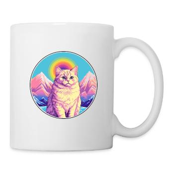Chat droit écossais coloré dessin animé aquarelle - Mug blanc - blanc - Droite
