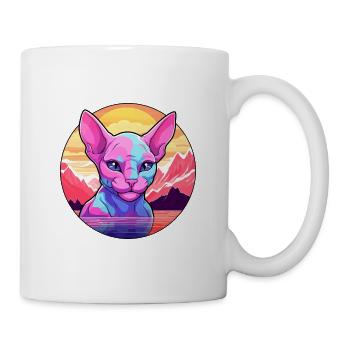 Sphynx Cat Colorful Cartoon Watercolor Illustratio - Mug - white - Right