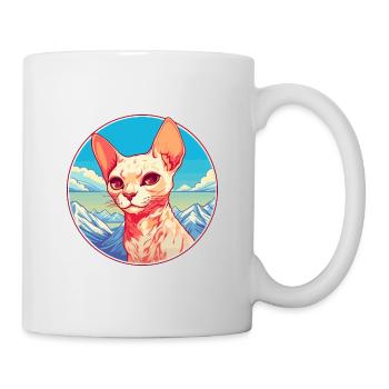 Rote Devon Rex Katze Bunte Karikatur Aquarell Illu - Tasse - Weiß - Rechts