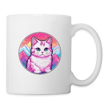 Munchkin Katze bunte Karikatur Aquarell illustriert - Tasse - Weiß - Rechts