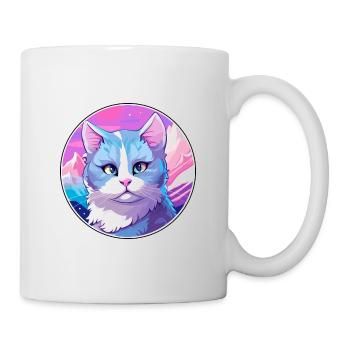 Russische blaue Katze bunte Karikatur Aquarell Illus - Tasse - Weiß - Rechts
