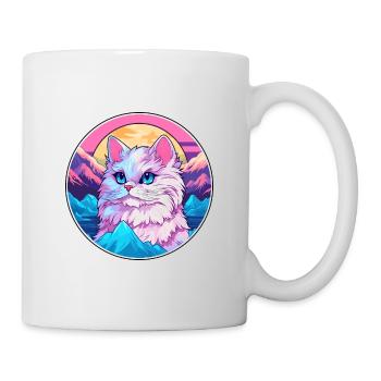 Ragamuffin chat coloré dessin animé aquarelle illustration - Mug blanc - blanc - Droite