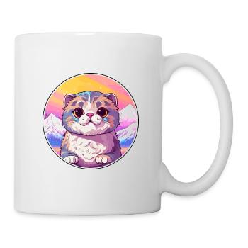 Scottish Fold chat coloré dessin animé aquarelle Illu - Mug blanc - blanc - Droite