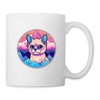 Chat Siamois Coloré Dessin Animé Aquarelle Illustrati - Mug blanc - blanc - Droite