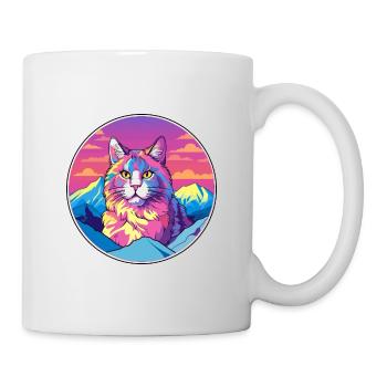 Selkirk Rex Katze Bunte Karikatur Aquarell Illust - Tasse - Weiß - Rechts