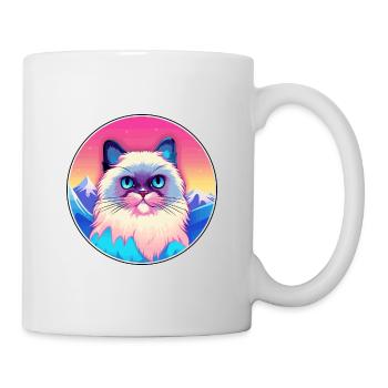 Ragdoll Katze Bunte Karikatur Aquarell Illustrati - Tasse - Weiß - Rechts