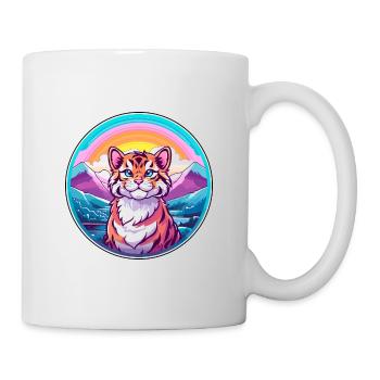 Tiger Cat Colorful Cartoon Watercolor Illustration - Mug - white - Right
