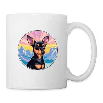 Manchester Terrier Dog Breed Cartoon Kawaii Waterc - Mug - white - Right