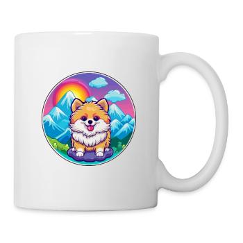 Pomeranian Spitz Hunderasse Cartoon Kawaii Watercol - Tasse - Weiß - Rechts