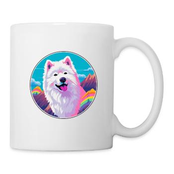 Samoyed Dog Breed Cartoon Kawaii Watercolor - Mug - white - Right
