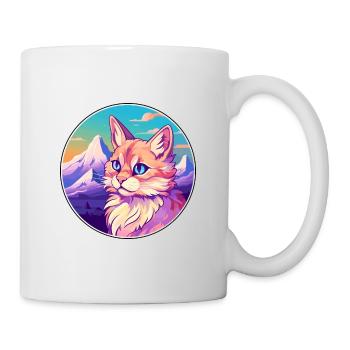 Somali Cat Colorful Cartoon Watercolor Illustratio - Mug - white - Right
