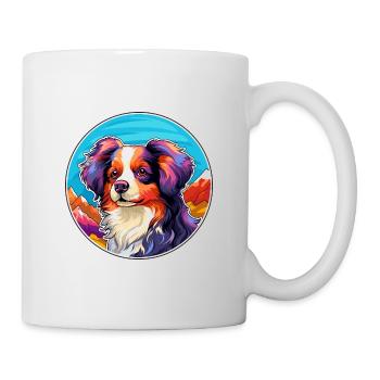 Papillon chien race dessin animé kawaii aquarelle - Mug blanc - blanc - Droite