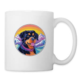 Rottweiler Hunderasse Cartoon Kawaii Aquarell - Tasse - Weiß - Rechts