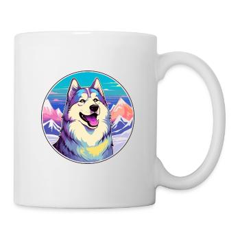 Malamute Alaska Hunderasse Cartoon Kawaii Watercol - Tasse - Weiß - Rechts