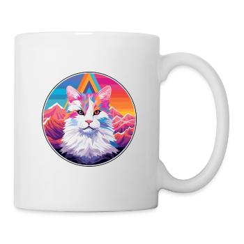 Turc Van Cat Coloré Dessin Animé Aquarelle Illust - Mug blanc - blanc - Droite