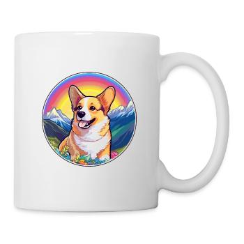 Pembroke Welsh Corgi chien race Cartoon Kawaii Wate - Mug blanc - blanc - Droite