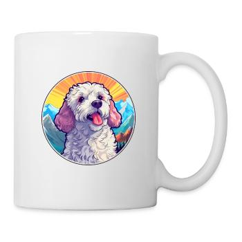 Caniche chien race dessin animé Kawaii aquarelle - Mug blanc - blanc - Droite