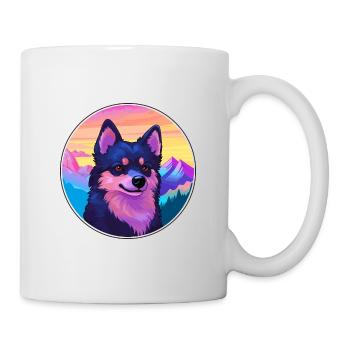 Schipperke chien race dessin animé Kawaii aquarelle - Mug blanc - blanc - Droite