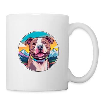 Staffordshire Bullterrier Hunderasse Karikatur Kawai - Tasse - Weiß - Rechts
