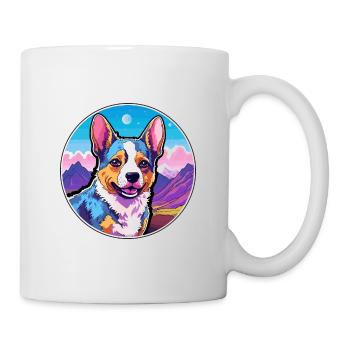 Texas Heeler Dog Breed Cartoon Kawaii Watercolor - Mug - white - Right