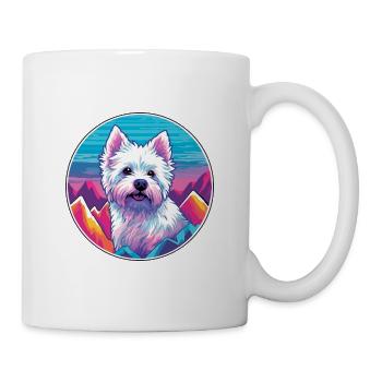 Westie chien race dessin animé Kawaii aquarelle - Mug blanc - blanc - Droite