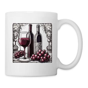 Wein / Trauben / Alkohol / trinken / Genießen - Tasse - Weiß - Rechts