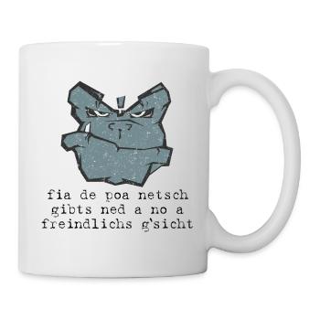 kein freundliches Gesicht bei diesem Lohn - Netsch - Tasse - Weiß - Rechts