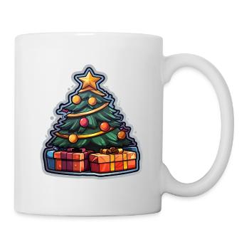 Christmas tree with gifts and a star - Mug - white - Right