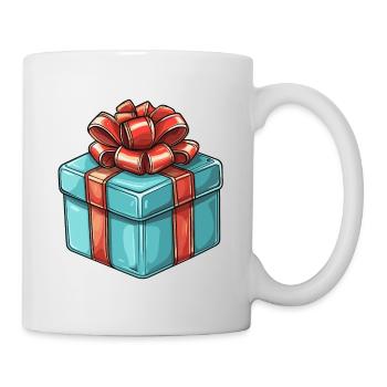 Gift in blue with red bow - Mug - white - Right
