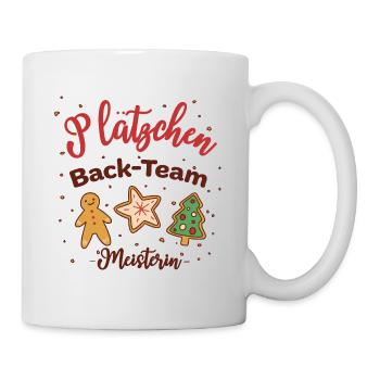 Plätzchen Backteam Meisterin Weihnachten Kekse - Tasse - Weiß - Rechts