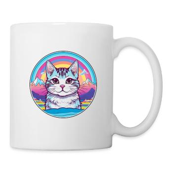 Aegean Cat Colorful Cartoon Watercolor Illustratio - Mug - white - Right