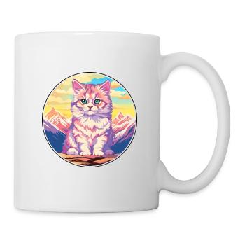 American Curl Cat Colorful Cartoon Watercolor Illu - Mug - white - Right