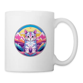 Asian Cat Colorful Cartoon Watercolor Illustration - Mug - white - Right
