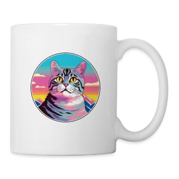 American Wirehair Cat Colorful Cartoon Watercolor - Mug - white - Right