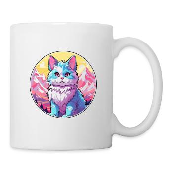 Américain Bobtail chat coloré dessin animé aquarelle I - Mug blanc - blanc - Droite