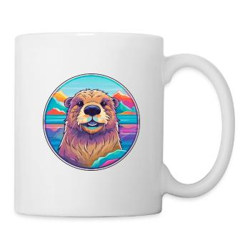 Biber Aquarell Karikatur Kawaii Haustier Tier Farbe - Tasse - Weiß - Rechts