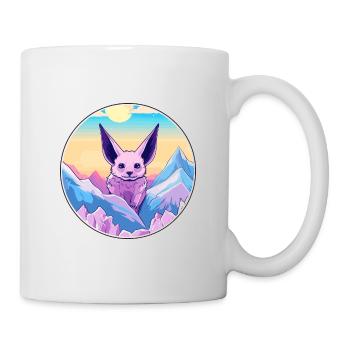 Fledermaus Aquarell Karikatur Kawaii Haustier Tier Bunt - Tasse - Weiß - Rechts