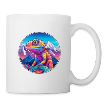 Chameleon Watercolor Cartoon Kawaii Pet Animal Col - Mug - white - Right