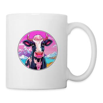 Cow Watercolor Cartoon Kawaii Pet Animal Colorful - Mug - white - Right