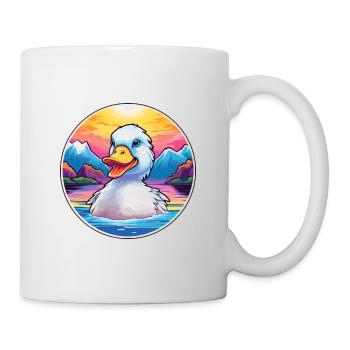 Duck Watercolor Cartoon Kawaii Pet Animal Colorful - Mug - white - Right