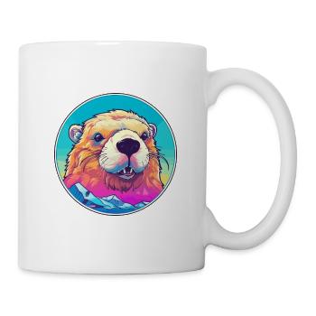 Murmeltier Aquarell Karikatur Kawaii Haustier Tier Col - Tasse - Weiß - Rechts