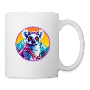 Lemur Watercolor Cartoon Kawaii Pet Animal Colorfu - Mug - white - Right