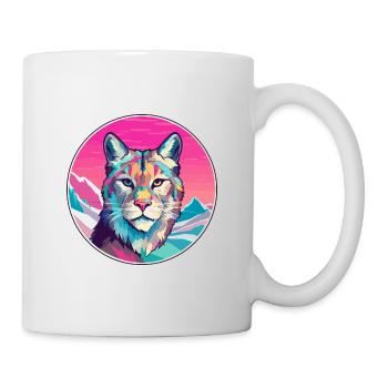 Lynx Watercolor Cartoon Kawaii Pet Animal Colorful - Mug - white - Right
