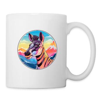 Okapi Watercolor Cartoon Kawaii Pet Animal Colorfu - Mug - white - Right