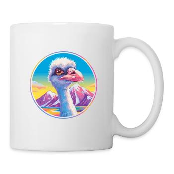 Autruche Aquarelle Dessin Animé Kawaii Animal De Compagnie Animal Couleur - Mug blanc - blanc - Droite