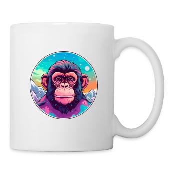 Chimpanzé aquarelle dessin animé kawaii animal de compagnie Co - Mug blanc - blanc - Droite