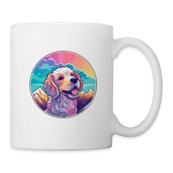 Chien Aquarelle Dessin Animé Kawaii Animal De Compagnie Animal Coloré - Mug blanc - blanc - Droite