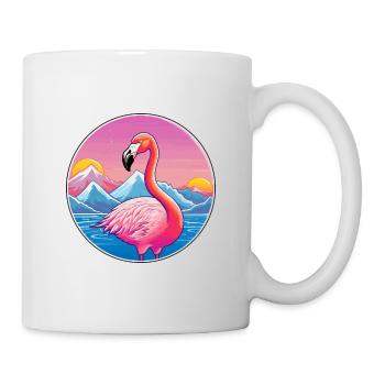 Flamingo Watercolor Cartoon Kawaii Pet Animal Colo - Mug - white - Right