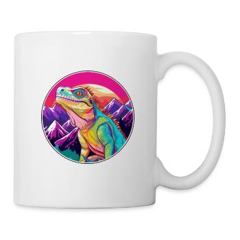 Iguana Watercolor Cartoon Kawaii Pet Animal Colorf - Mug - white - Right