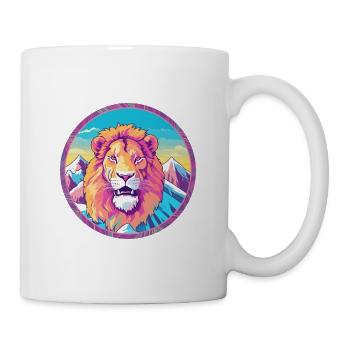 Lion Watercolor Cartoon Kawaii Pet Animal Colorful - Mug - white - Right
